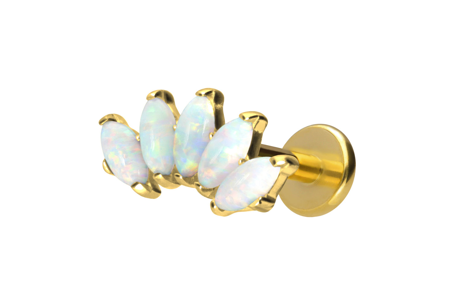 Titan Labret Piercing mit Innengewinde BOGEN + SYNTHETISCHE OPALE